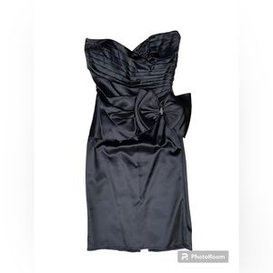 Vintage 80s Gunne Sax Jessica Mclintock strapless black formal dress bow Sz 7